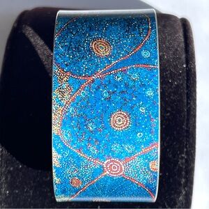 Star Dreaming Cuff Alma Nungarrayi Granites Aluminum Sterling Silver Bracelet